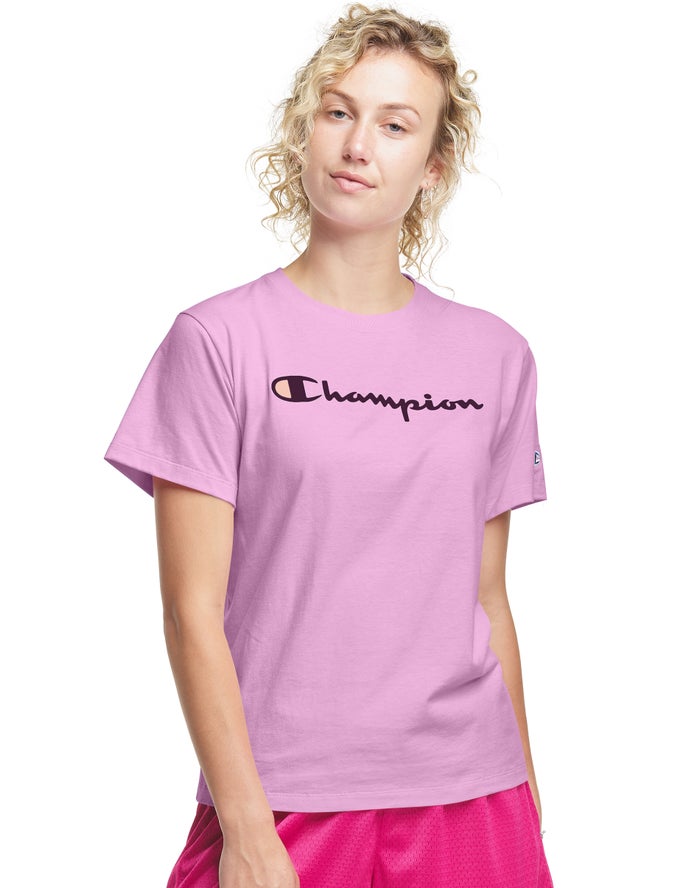 Champion Womens T-Shirt NZ - Classic Pink ( 0439-TYDVQ )